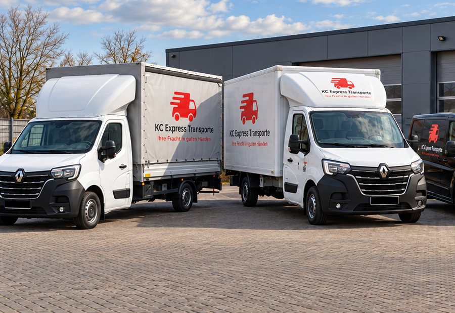 Planen-Transporter und Koffer-Transporter mit KC-Express-Beschriftung (Symbolbild)